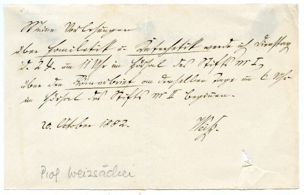 Eigenh. Vorlesungsankündigung mit U. ("Weizs.").