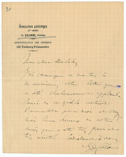 Eigenh. Brief mit U. („Ed. Colonne“).