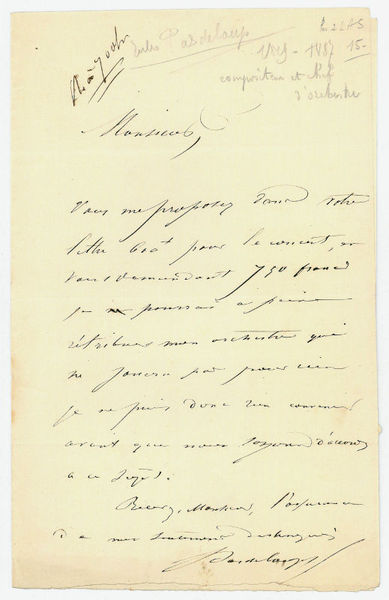 Eigenh. Brief mit U. („Pasdeloup“).