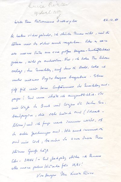 Eigenh. Brief mit U.