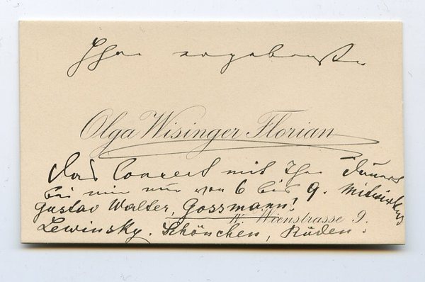 Visitenkarte mit einigen eigenh. Zeilen.