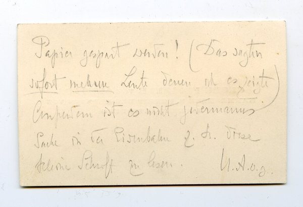Visitenkarte mit einigen eigenh. Zeilen.
