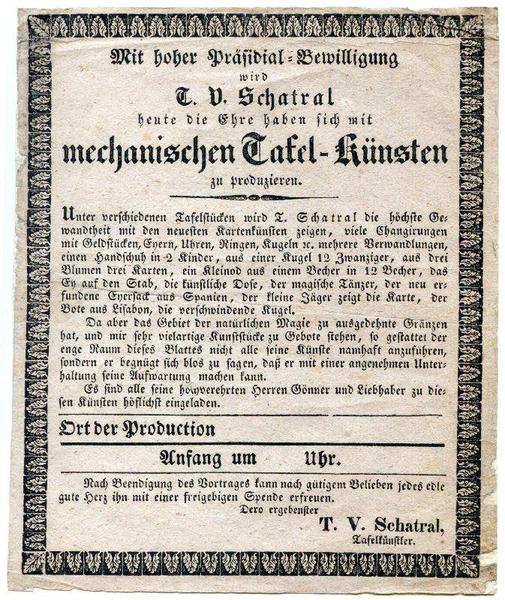 Mit hoher Präsidial-Bewilligung wird T. V. Schatral heute die Ehre …