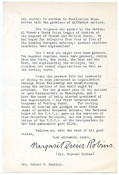 Typed letter signed.