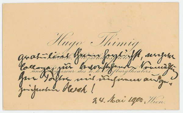 Visitenkarte mit einigen eigenh. Zeilen.