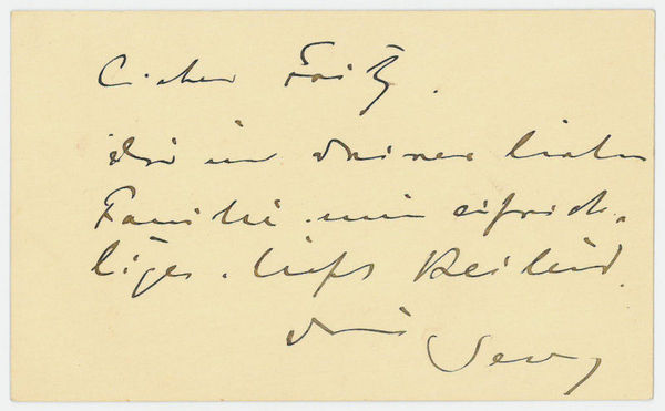 Visitenkarte mit einigen e. Zeilen verso.