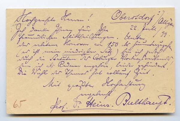 Eigenh. Postkarte mit U.