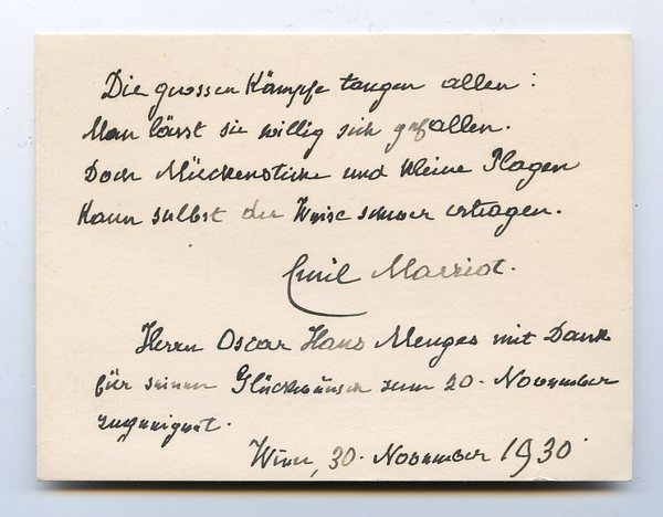 Eigenh. Albumblatt mit U.