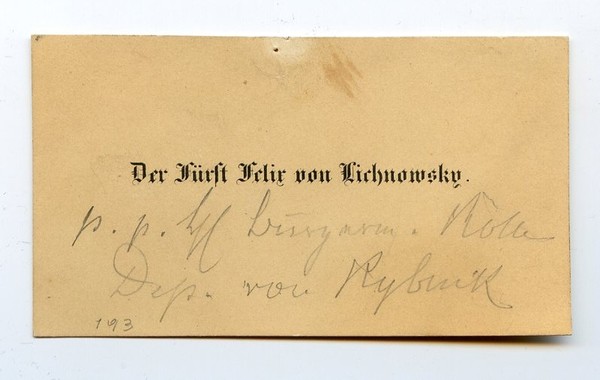 Visitenkarte mit zwei eigenh. Zeilen.