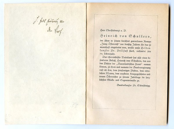 Der Ruf der Heimat. Bd. 1. Mit eigenh. Widmung.