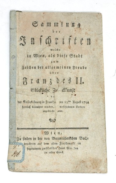 Sammlung der Inschriften welche in Wien, als diese Stadt zum …