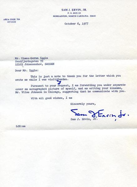 Typed letter signed.