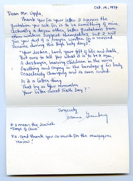 Eigenh. Billett mit U.