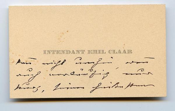 Visitenkarte mit einigen eigenh. Zeilen.