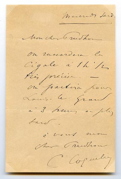 Eigenh. Brief mit U. ("C. Coquelin").