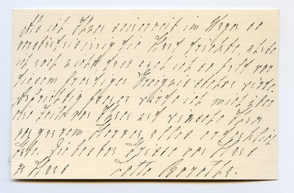 Eigenh. Briefkarte mit U. ("Lotte Borotha").