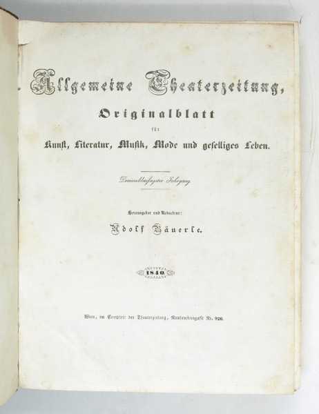 Allgemeine Theaterzeitung, Originalblatt f r Kunst, Literatur, Musik, Mode und …
