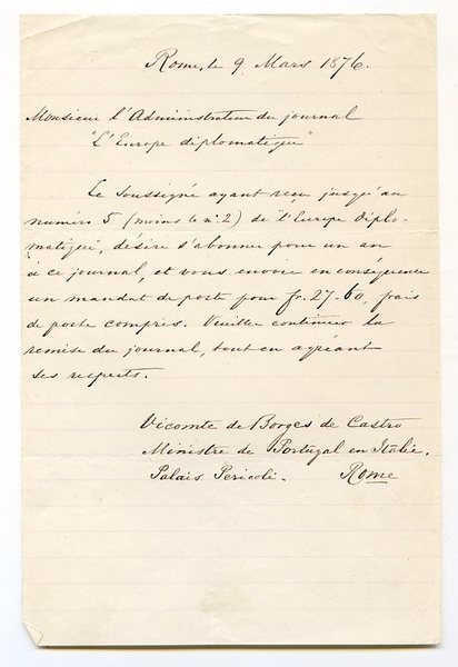 Autograph letter signed.