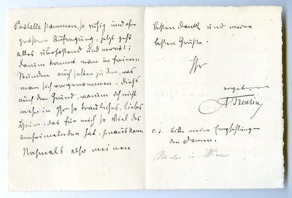 Eigenh. Brief mit U. ("ATrentin").