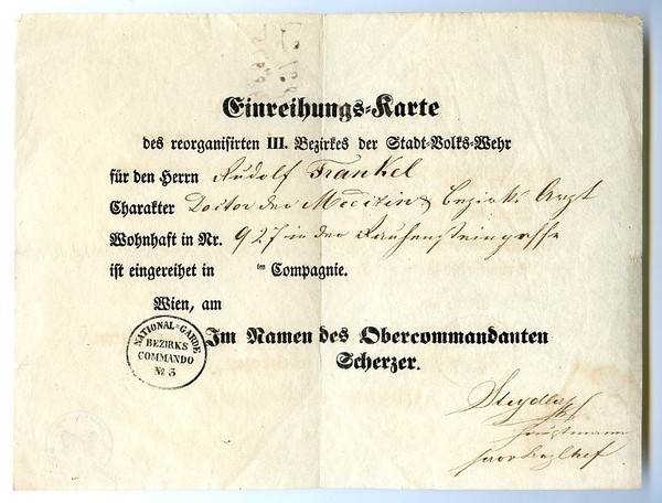 Einreihungs-Karte des reorganisirten III. Bezirks der Stadt-Volks-Wehr.