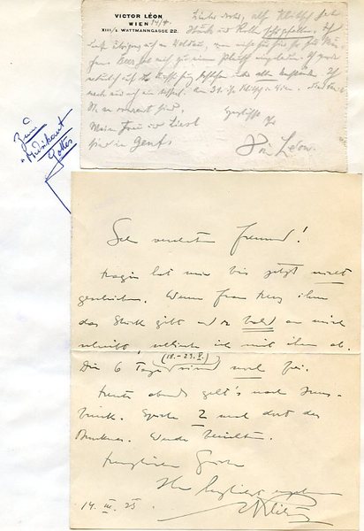 Eigenh. Briefkarte mit U.
