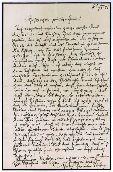 Eigenh. Brief mit U. ("Familie Stüber").