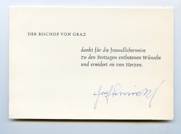 Gedr. Festtagskarte mit eigenh. U.