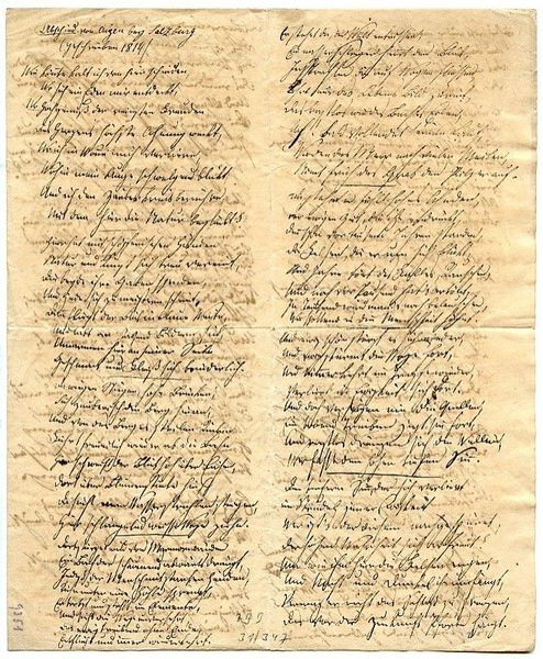 Abschied von Aigen bey Salzburg. Autograph poem (168 lines) signed.