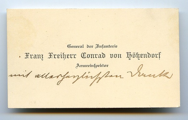 Visitenkarte mit eigenh. Dankeszeile.