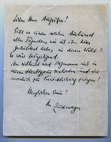 Eigenh. Brief mit U. ("Zuckmayer").