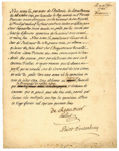 Document signed ("de Reaumur").