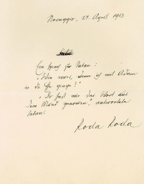 Eigenh. Albumblatt mit U. ("Roda Roda").