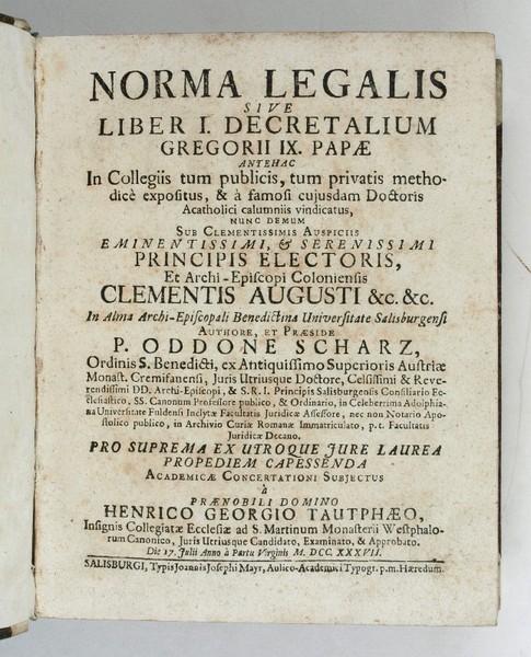 Norma legalis sive liber I. decretalium Gregorii IX. papae.