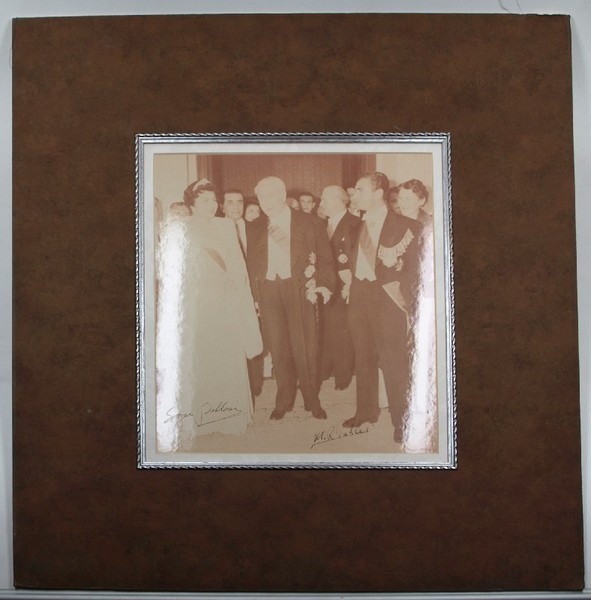 Vintage portrait signed, showing the Shah and Soraya Esfandiary-Bakhtiari (1932-2001), …