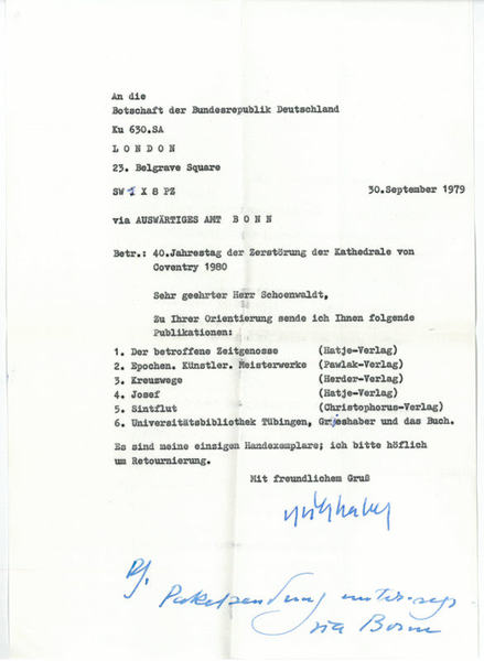 Ms. Brief mit 2 eigenh. Zeilen und U.