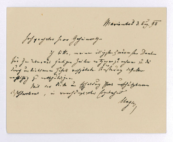 Eigenh. Briefkarte mit U. ("Unger").