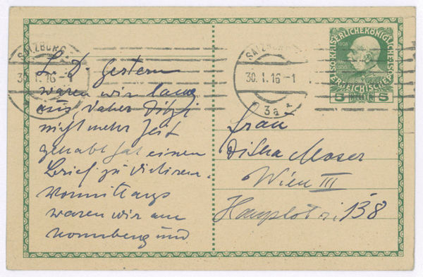 Eigenh. Postkarte mit U. ("Kolo").