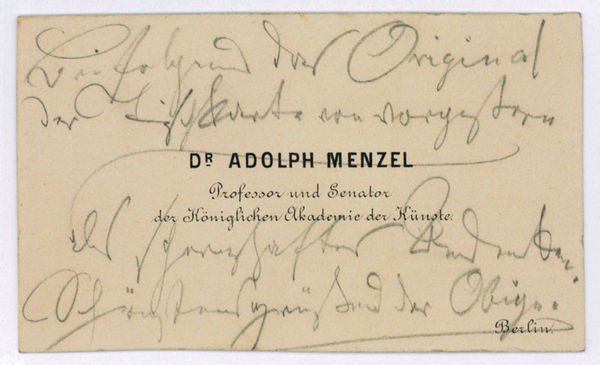 Eigenh. Visitenkarte mit U. ("der Obige").