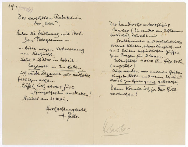 Eigenh. Brief mit U. ("H. Zille").