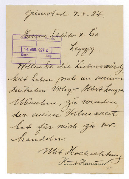 Letter signed.