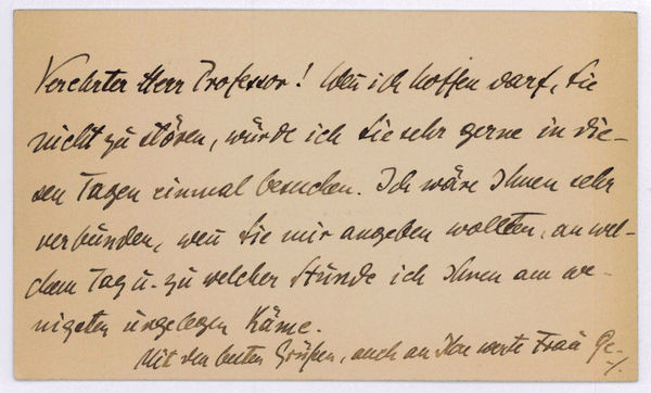 Eigenh. Visitenkarte mit U.