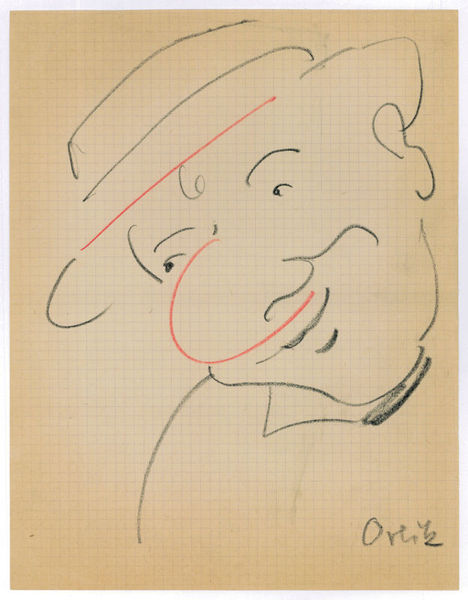 Original pencil sketch signed ("Orlik").