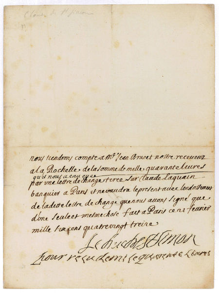 Document signed ("Le Duc de Saint Simon").