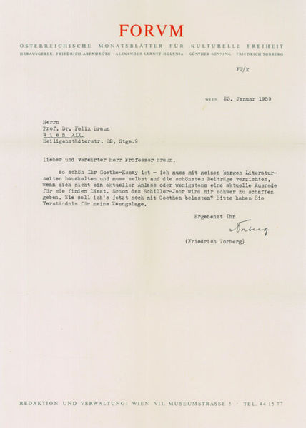 Ms. Brief mit eigenh. U. ("Torberg").