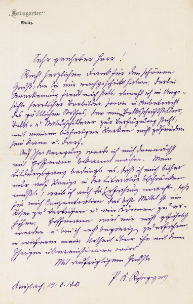 Eigenh. Brief mit U. ("P. K. Rosegger").