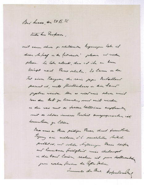 Autograph letter signed ("Hofmannsthal").