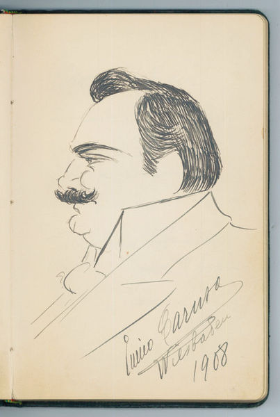 Erinnerungsalbum eines Opernliebhabers mit Einträgen von Roald Amundsen, Enrico Caruso, …