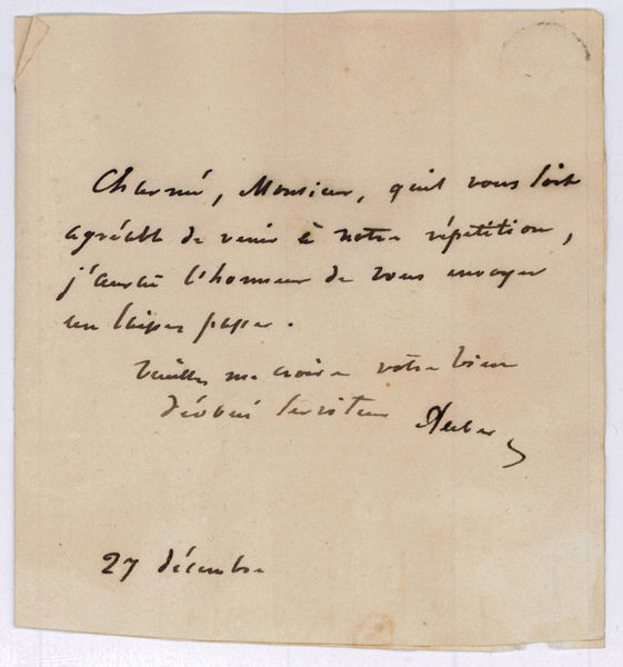 Autograph letter signed ("Auber").