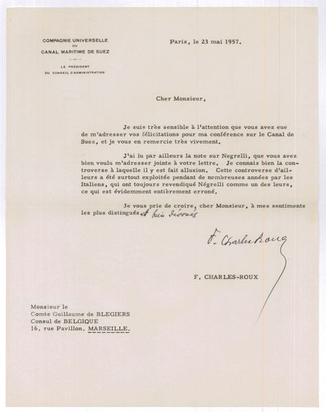 Typed letter signed.