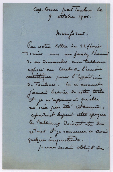 Autograph letter signed.